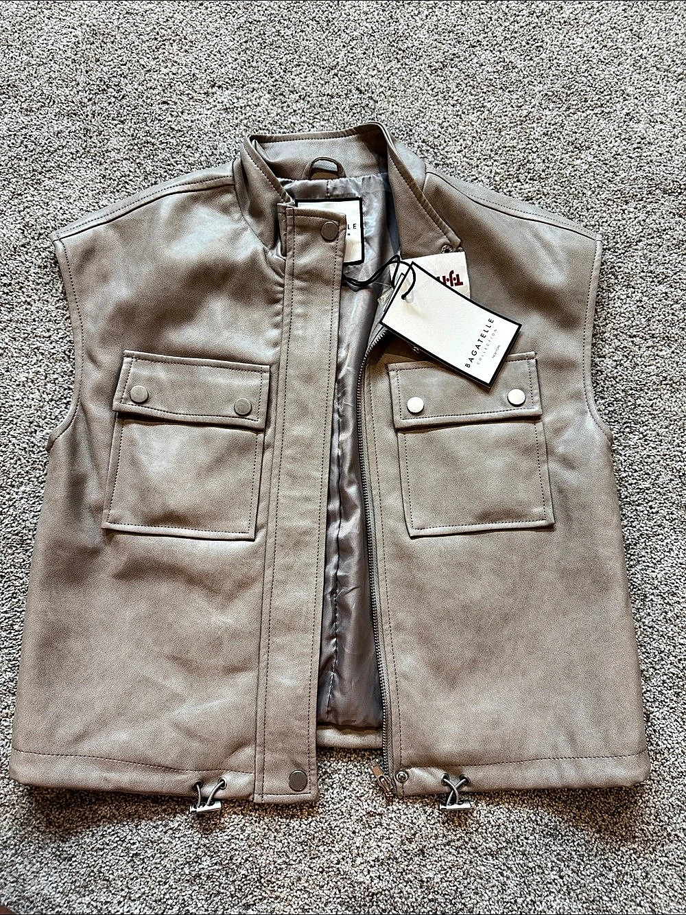 Bagatelle Faux-Leather Vest in Brown XS NWT